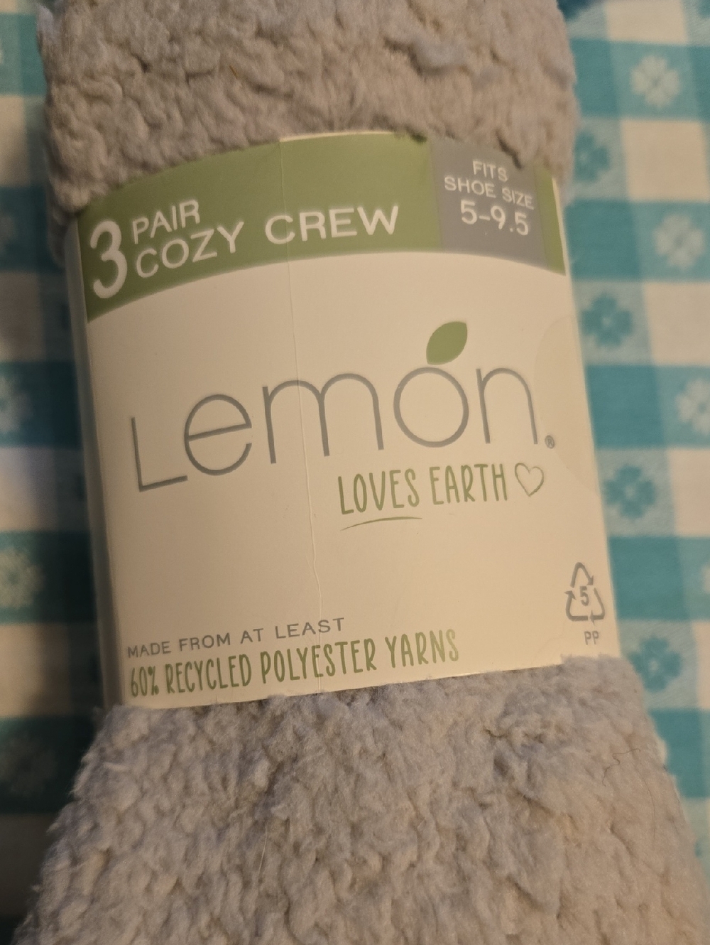 Lemon Cozy Crew Bath Socks - Light Gray